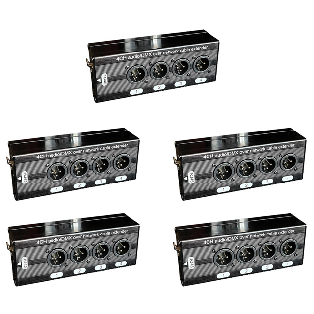 5Pc 4-Channel 3-Pin XLR Audio and over Network Cable Extender, DMX512 Network Signal Extender , Male