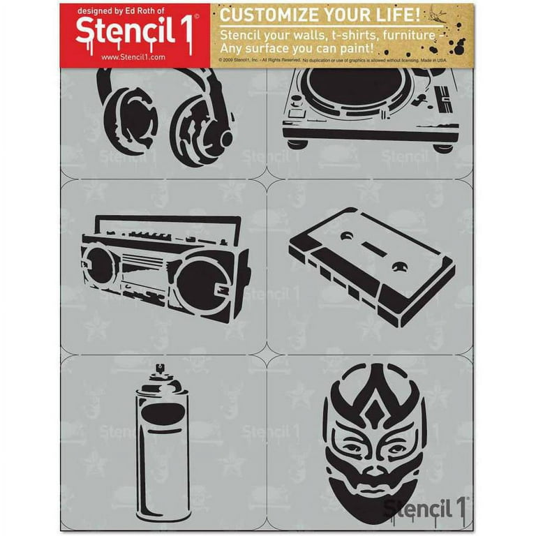 Graffiti Mini Stencil Set #2 6-pack - Durable Quality Reusable Stencils for  Drawing Painting - Graffiti Stencil Urban Decorating Items and Decor on  Walls Fabric & Furniture Art Craft 