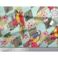 thumbnail image 3 of Soimoi Green Poly Georgette Fabric Floral Tropical Bird Decor Fabric Printed Yard 52 Inch Wide, 3 of 3