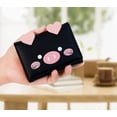 thumbnail image 2 of Monedero de cuero para mujer, lindo patrón de cerdo, billetera pequeña delgada de tres pliegues para mujeres y niñas (negro), 2 of 5