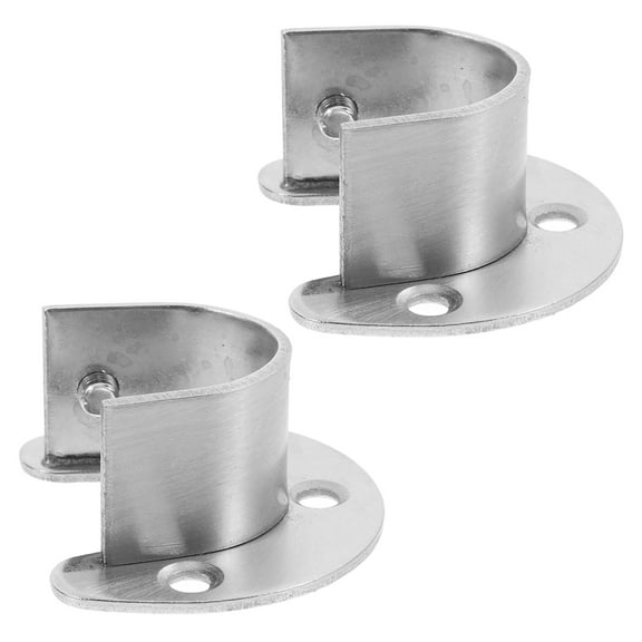 Homoyoyo Closet Rod Bracket U-Shaped Silver Stainless Steel 2Pcs