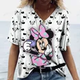thumbnail image 2 of Camiseta vintage para mujer, cuello en V, moda, top con estampado de Mickey Mouse de Disney, estilo callejero, camisa holgada, informal, para uso diario, manga corta, 2 of 5