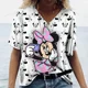 thumbnail image 2 of Camiseta vintage para mujer, cuello en V, moda, top con estampado de Mickey Mouse de Disney, estilo callejero, camisa holgada, informal, para uso diario, manga corta, 2 of 5