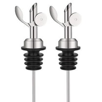 2 Pcs Weighted Stainless Steel Bottle Pourers Self Closing Olive Oil Dispenser Spout Auto Feature Liquor Pour Spouts For Pours Liquid Olive Oil Wine Vinegar