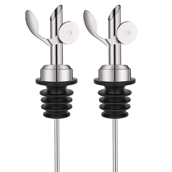 2 Pcs Weighted Stainless Steel Bottle Pourers Self Closing Olive Oil Dispenser Spout Auto Feature Liquor Pour Spouts For Pours Liquid Olive Oil Wine Vinegar