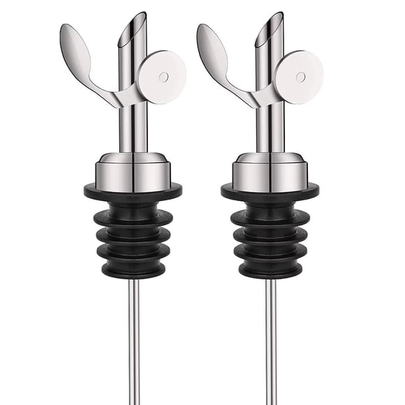 WHEANG 2 Pcs Weighted Stainless Bottle Pourers Self Closing Olive Oil Dispenser Spout Auto Feature Liquor Pour Spouts For Pours Liquid Olive Oil Wine Vinegar