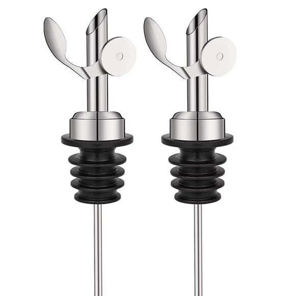 Lemononstore Pouring Port 2 Pcs Weighted Stainless Steel Bottle Pourers Self Closing Olive Oil Dispenser Spout Auto Feature Liquor Pour Spouts for Pours Liquid Olive Oil Wine Vinegar