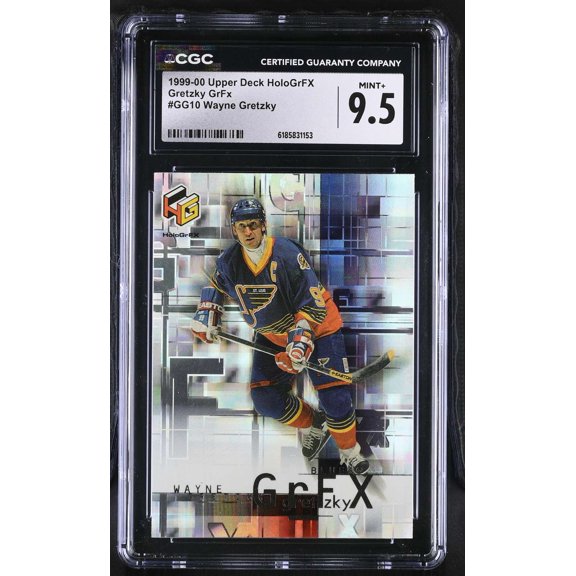 Collectible Graded 1999-00 Upper Deck Hologrfx Wayne Gretzky GrFx #GG10 St. Louis Blues CGC 9.5