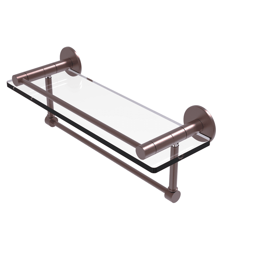 Fresno Collection 16in Glass Shelf with Vanity Rail and Integrated