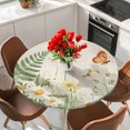 thumbnail image 2 of Spring Daisy Round Tablecloth 36-44 Inch Round Fitted Table Cloth with Elastic Edge, Botanical Wildflowers Butterfly Floral Waterproof Table Cover Protector for Outdoor Picnic Party Dining, 2 of 6