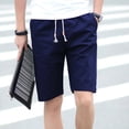 thumbnail image 3 of Men's Linen Elastic Waist Drawstring Shorts - Classic Fit for Summer Beach and Outdoor Activities, 3 of 5