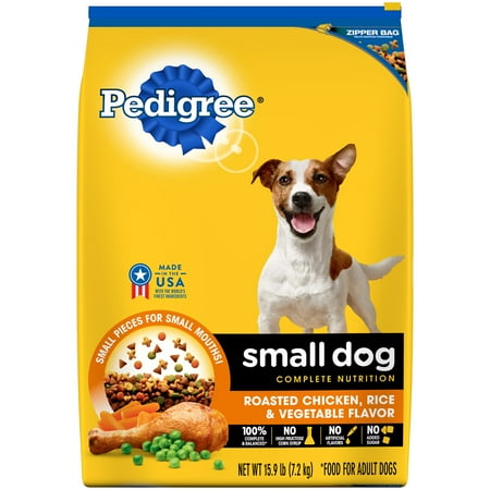 PEDIGREE Small Dog Adult Complete Nutrition Dry Dog Food, Roasted Chicken, Rice & Vegetable Flavor, 15.9 Lb