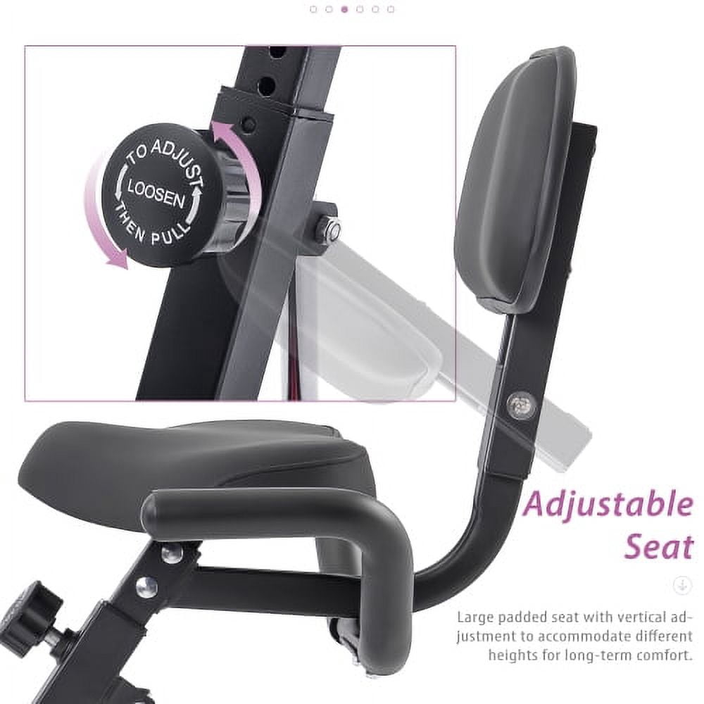 ACE-FIT 1-YEAR-WARRANTY, 3 in 1, 350 LBS, 16-Level Adjustable Resistance, Folding Exercise Bike, Fitness Upright, Semi-recumbent and Recumbent X-Bike with Arm Bands and Backrest(Pink)