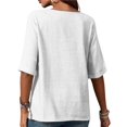 thumbnail image 3 of Camiseta Informal Holgada de Corta con Cuello Redondo y Botones de Algodón y para Mujer, Estilo Formal y de Trabajo M, 3 of 7