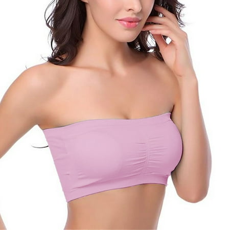 

Zpanxa Nursing Bras Womens One-Piece Bra Everyday Underwear Strapless Polishing Bra Bandeau Tube Tops for Women Sports Bras Pink XL