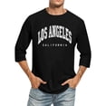 thumbnail image 1 of T-shirts Surdimensionnés pour Hommes Manches 3/4 Lettre Nom de Ville Col Ras du Cou Confortable Couleur Unie Ajusté T-Shirts Graphiques Noirs d'Automne Taille g, 1 of 4