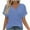 Light Blue, variant on BVOFAR Women's Solid Color V Neck T-Shirts Short Sleeve Trendy Shirts Summer Casual Loose Fit Tops 2025