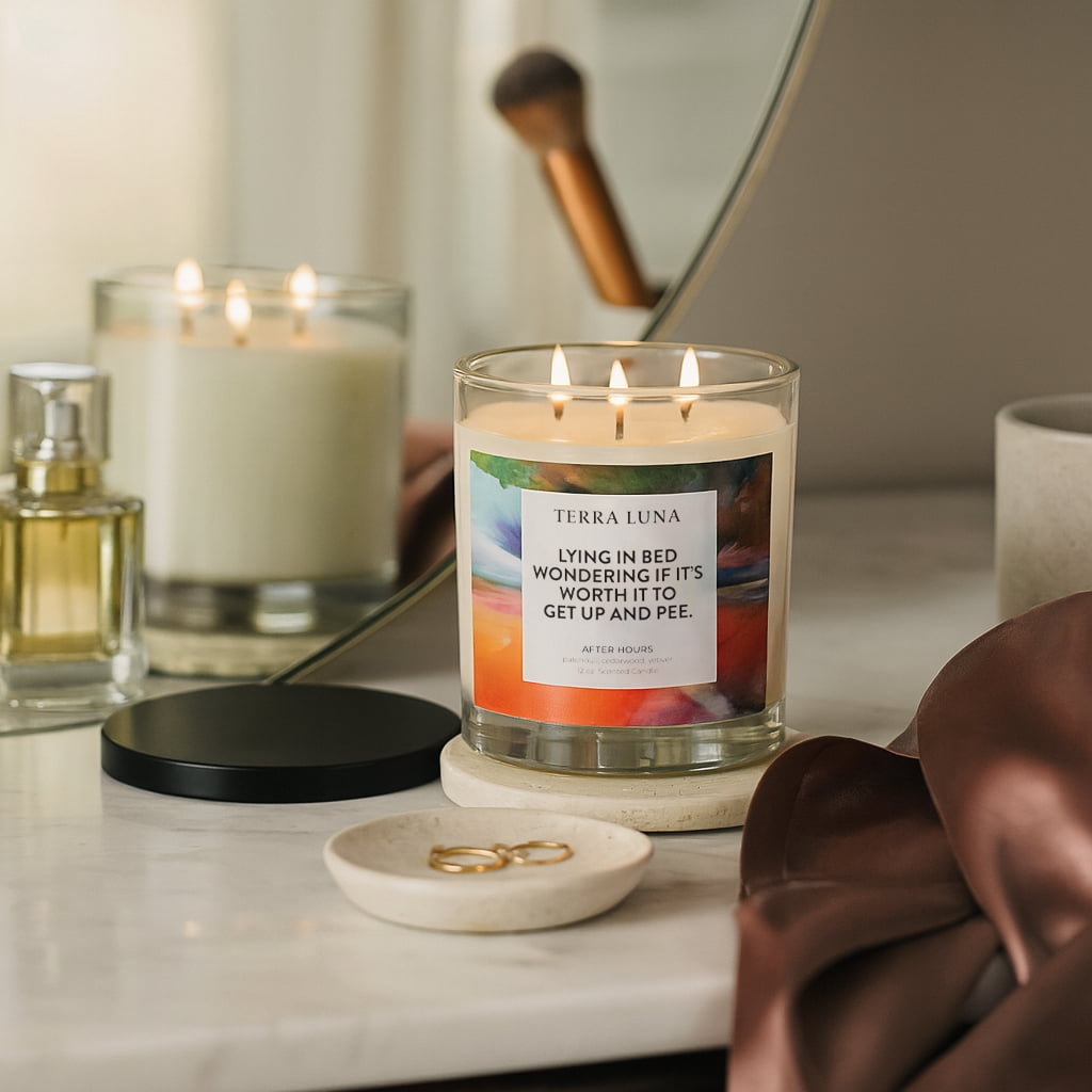 After Hours Scented Candle Jar for Men or Women - Decorative Votive and Pillar Candle for Indoor and Outdoor - Inviting Fragrance for Living Room, Bedroom, and Bathroom Decor - 4", Orange & Blue