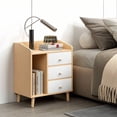 thumbnail image 1 of Mesita de Noche con 3 Cajones y Estante de Almacenamiento, Mesa Auxiliar Multifuncional para Recámara, Sala, Sofá, Cama u Oficina, 1 of 7