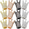thumbnail image 3 of MasteelfCA 12Pcs Rhinestone Crowns Beads Jewelry Making Beads Charms for Necklace Bracelet, 3 of 8