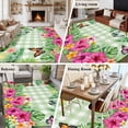 thumbnail image 5 of Tropical Spring Area Rugs 6'x9', Washable Small Throw Rugs for Kitchen Dining room, Floral Leaves Butterflies Sage Green Plaid Indoor Outdoor Rug Non-Slip Low Pile Carpet Runner Reversible Floor Mats, 5 of 8