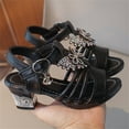 thumbnail image 7 of ITSAME Girls Sandals, Open Toe Low Block Heel Adjustable Strap Kids Fashion Party Princess Shoes Black 3.5M(Big Kids), 7 of 7