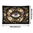 thumbnail image 2 of Floral Snake Moon Tapestry, Black Background Golden Botanical Feather Star Wall Hanging, Mystic Witchy Boho Celestial Aesthetic Bedroom Dorm Living Room Wall Decor Tapestries, 60"×90", 2 of 6