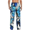 thumbnail image 3 of Daiia Men'S Blue And White Butterflies Pants,Bottoms Sleep Lounge,Pajama Pants,Pj Bottoms Drawstring And Pockets-Xx-Large, 3 of 9