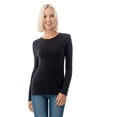 thumbnail image 2 of Simply Fashion Basic Round Crew Neck Long Sleeve T-Shirts - Stretch Cotton Spandex Black-Large, 2 of 4
