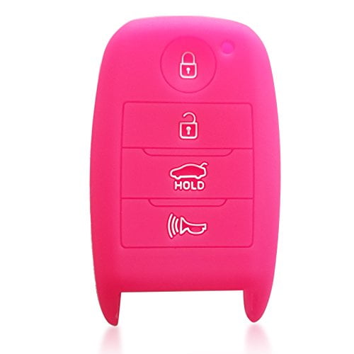 Dobrev 4 Buttons Silicone Case Protector Key Fob Cover Smart Car Remote Holder for KIA Optima Forte Sorento Rio (Pink)