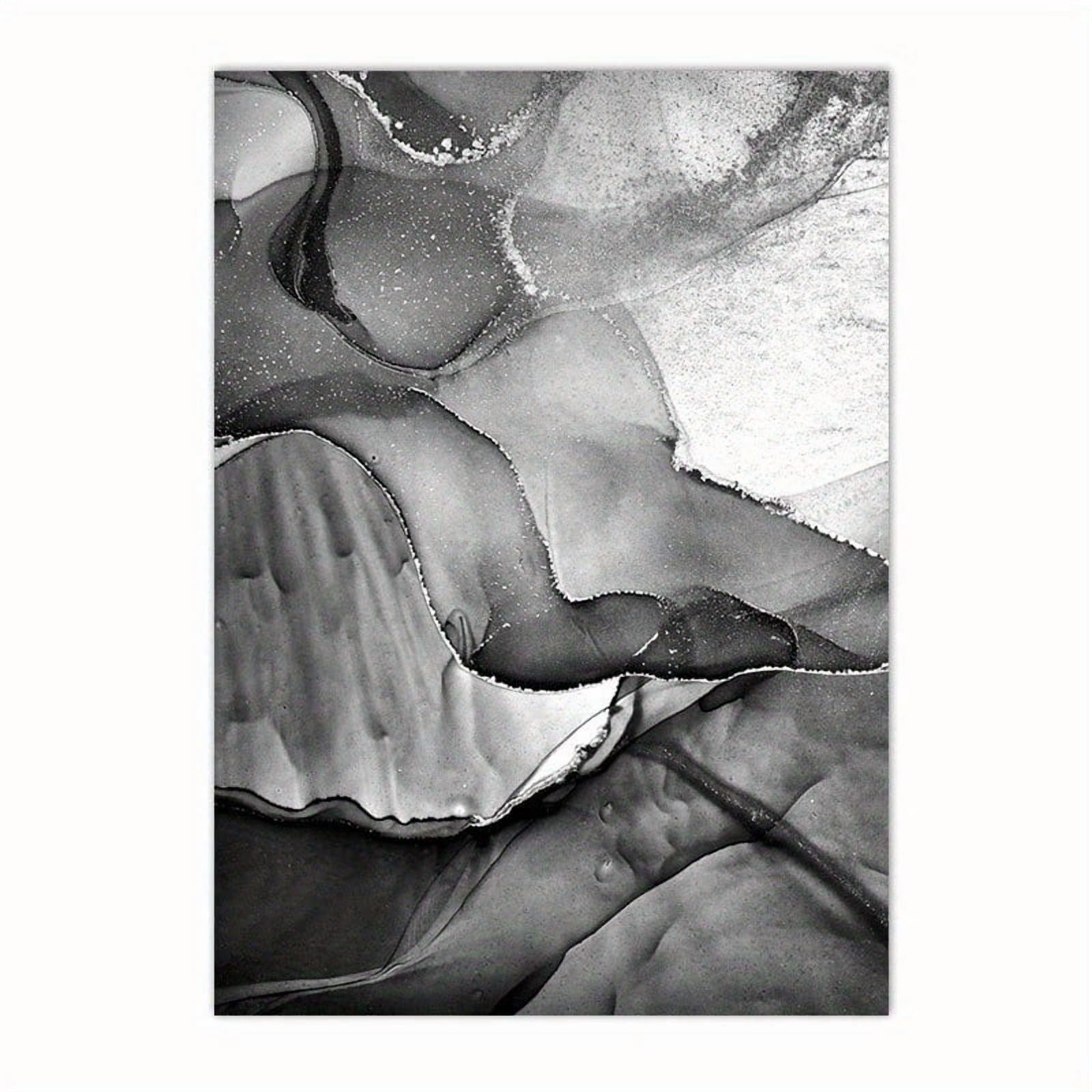 3pcs Modern Gray and Black Marble Abstract Canvas Art Prints – Frameless Wall Decor for Living Room, Bedroom, or Office, Contemporary Nordic Style