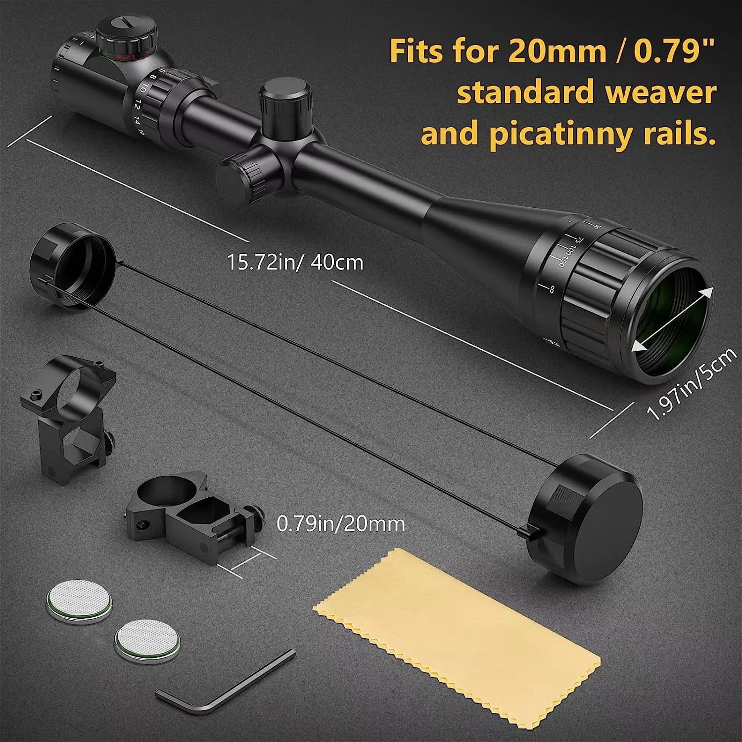 CVLIFE 6-24x50 AO Long Range Scope for Hunting, with Rings