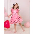 thumbnail image 5 of IBTOM CASTLE Kids Girls Sequins Romper Tutu Dress Butterfly Daisy Polka Dots Embroidery Princess Tulle Wedding Pageant Evening Gown Flutter Sleeves Birthday Party Dresses 4-5 Years Pink Heart, 5 of 8