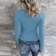 thumbnail image 4 of Prolriy Tops de verano para mujer 2024, camisetas Henley de manga larga para mujer, camisetas ajustadas con botones y cuello redondo, camisetas de punto acanalado, camisetas para mujer, azul cielo M, 4 of 7
