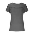thumbnail image 4 of Kovlvoll Womens Tops Short Sleeve Cutout Neck Ribbed Slim Fitting Comfy Shirts Fashion Basic Tees Going out Top, 4 of 7