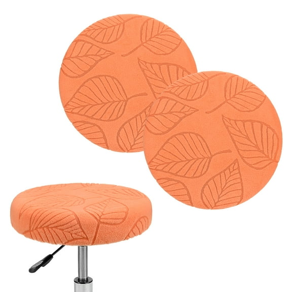 Uxcell 2-Pack Bar Stool Covers Round, for 12-14 Inch Polyester Leaf Pattern Seat Covers with Elastic Bands [Orange]