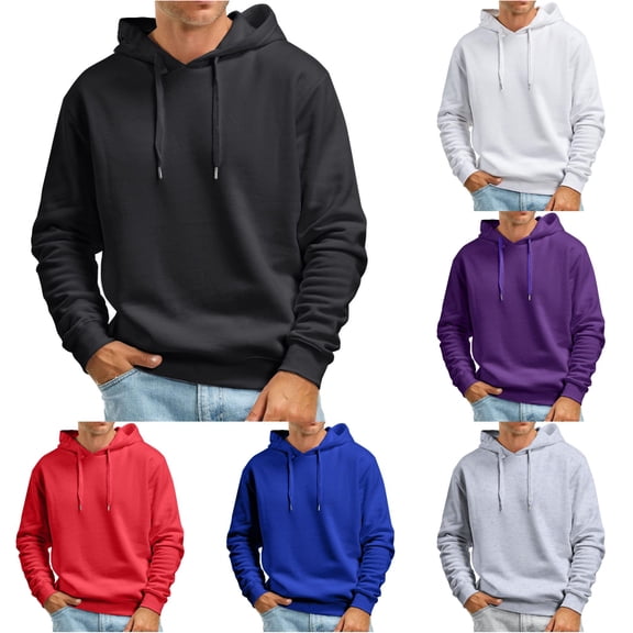 SONXAHE Men's Solid Blank Hoodie Classic Hoodies Casual Daily Sweatshirt