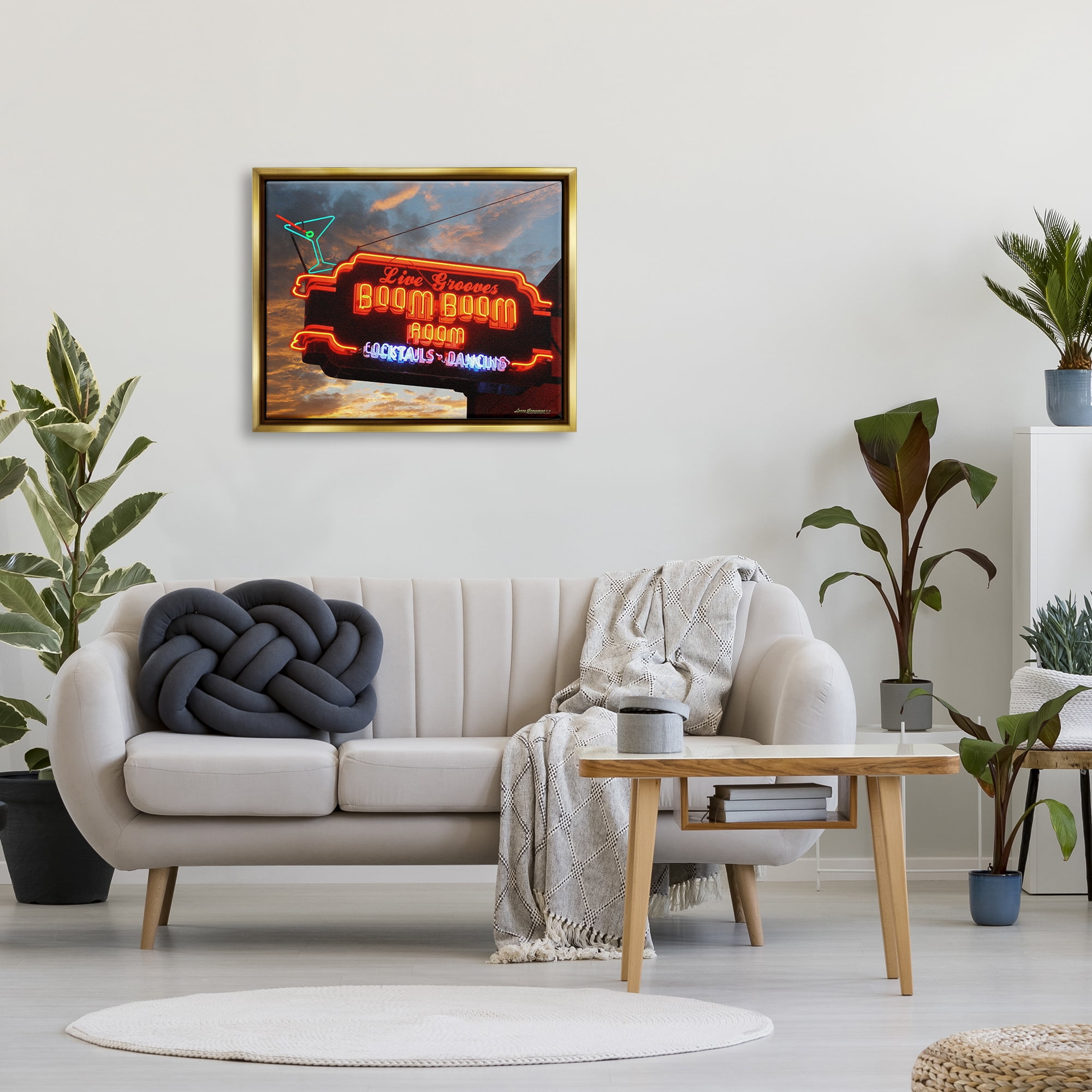 Stupell Industries Boom Room Cocktail Bar Food & Beverage Photography Gold Floater Framed Canvas Art Print Wall Art, 31 x 25