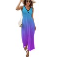 thumbnail image 2 of Blue Purple Gradient Dress Fashion Boho Beach Long Dresses Female Party Printed Maxi Dress, 2 of 9