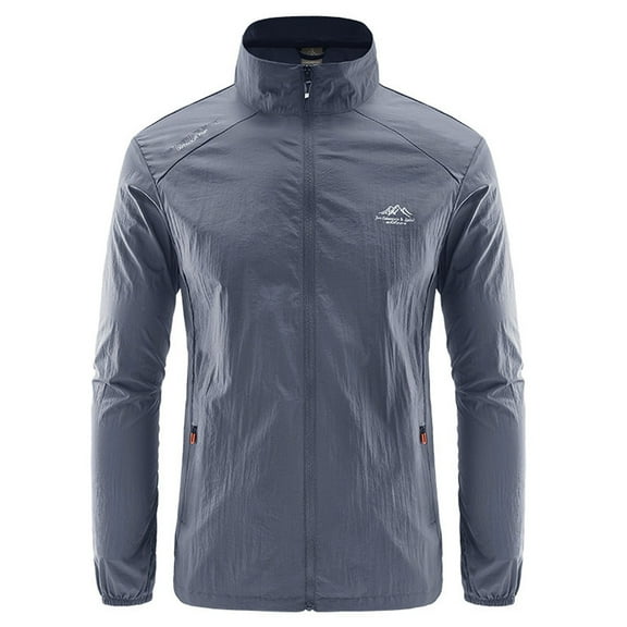 Dxzfnsa Men's Lightweight Coats Men Casual Solid Color Sports Jackets Long Sleeve Zipper Up Hoodless Coats Drying Sun-proof Outerwear Coats with Pockets