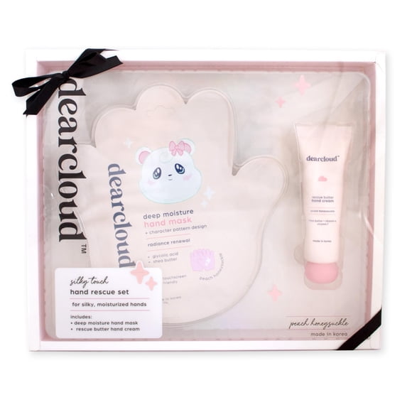 dearcloud Silky Touch Hand Rescue Set - Mascarilla de manos para manos secas y agrietadas + crema hidratante para manos - Set de regalo para el cuidado personal (melocotón madreselva)