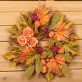 thumbnail image 3 of Simulation Roses Maple Leaf Rattan Wreath, Thanksgiving Decoration Wreath Wall, 40CM, 3 of 5