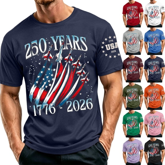 250th Anniversary USA Shirts for Men American Flag T-Shirt 250 Years Birthday Patriotic Tops