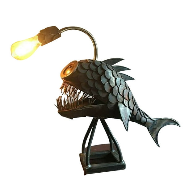Ikemiter Angler Fish Lamp Usb Rechargeable Desktop Metal Light Handmade Craft Home Livingroom Decoration Other L