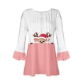 thumbnail image 4 of Shirts for Women Plus Size Christmas Long Sleeved Tunic Printed Casual V-neck Pullover Flowy Tunic Top Pleated Casual Blouses Loose Fit Dressy,Tops for Women Pink XL, 4 of 5