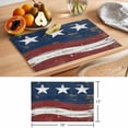 thumbnail image 6 of Independence Day Placemats Set of 6, Vintage American Flag Retro Blue Red Wave Wood Grain Non-Slip Place Mats Washable Table Mats for Kitchen Dining Table Decorations Indoor/Outdoor, 6 of 9