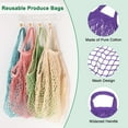 thumbnail image 2 of 1-Pack Cotton Mesh Bag, Reusable Washable Net String Grocery Bags, Produce Bags with Handle, Tote Bag for Fruits/Vegetables Shopping [Purple, Short Handle], 2 of 5
