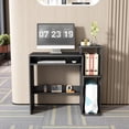 thumbnail image 4 of Computer Desk with Keyboard Tray and Bookshelf, 26''Home Office Desk for Space Saving, Small Home Laptop Notebook Computer Desk with Square Shelves Computer Writing Desk, 4 of 8