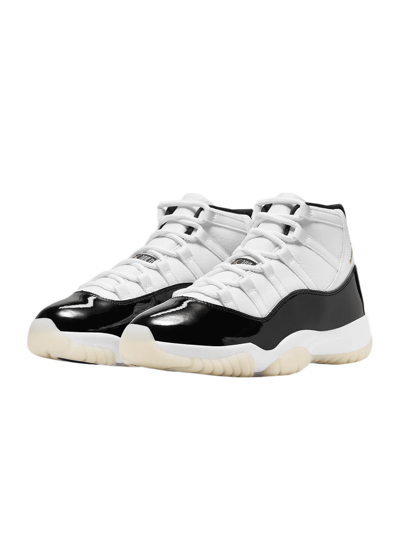 Men's Air Jordan 11 Retro Sneaker, White/Gold-Black, Size 11-US
