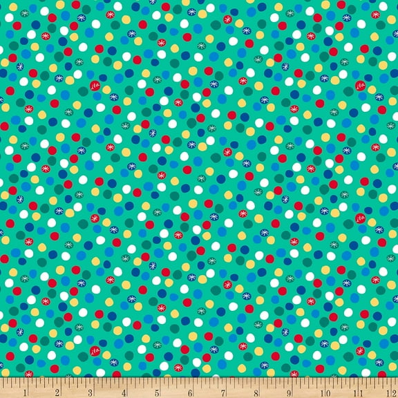Quilting Treasures Chilly Dogs Dots Green 100% Cotton Fabric sold by the yard